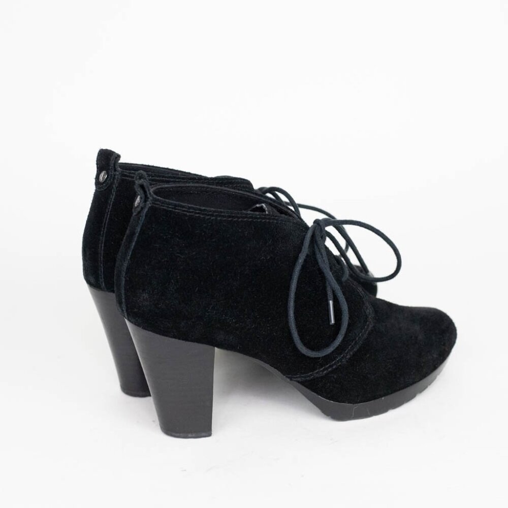 Giani Bernini Black Suede Ankle Boots Lace Up Booties Women's Size 8.5 - Picture 4 of 9